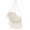 Costway Indoor Outdoor Macrame Swing with Soft Seat Cushions Sturdy Hanging Rope & Chain